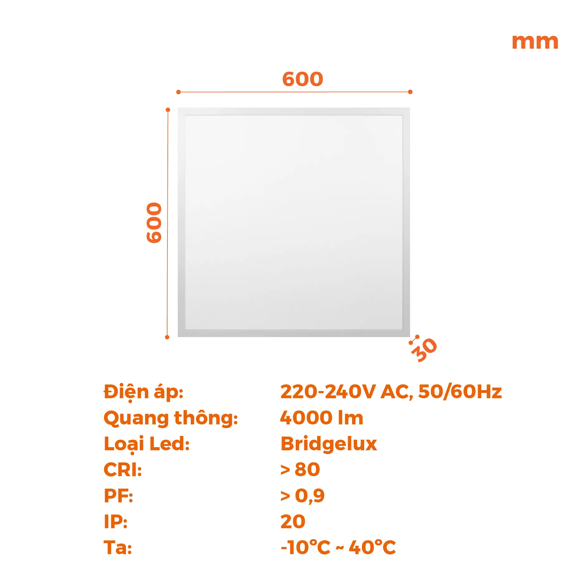 Đèn LED Panel Office Nanoco 600x600 - 40W – Mã NPLB6060
